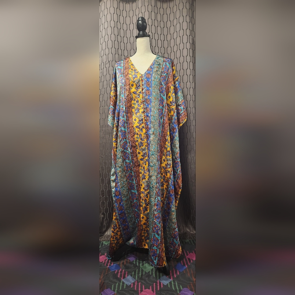 Colorful Floral Kaftan Dress